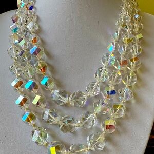 3 strand swarovski crystal vintage necklace 

aurora borealis  gorgeous mint